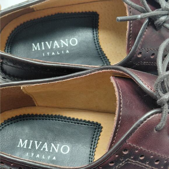 Mivano Mens Dress Shoes Size 11.5D Burgundy Oxford Leather Classic Wedding Party main image 3